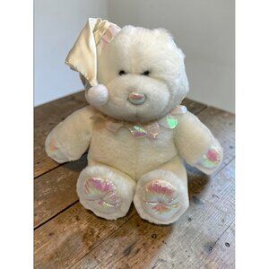 Vintage Summit White Plush Clown Teddy Bear With Iridescent Accents